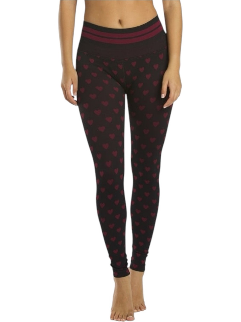 Spiritual Gangster Love Sculpt Jacquard Leggings Black Pink Heart Seamless M/L